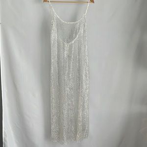 Emory Park White Sequin Mesh Cover Up Midi Dress